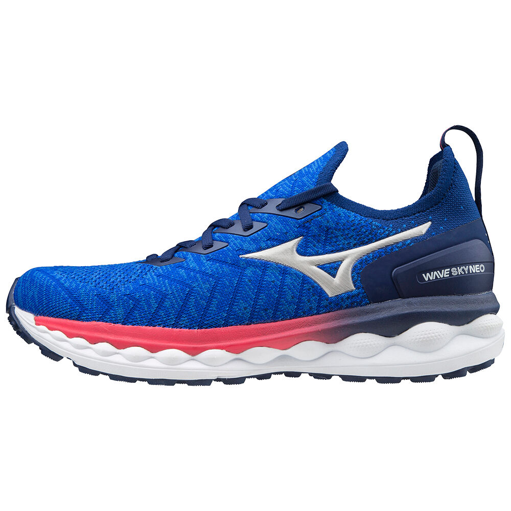 Mens Mizuno Wave Sky Neo Running Shoes Blue/Silver/Pink Philippines (YENTQU610)